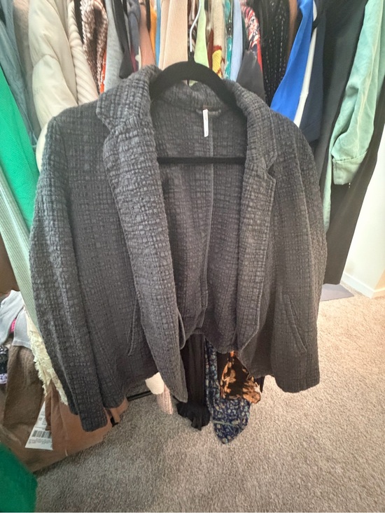 Free People Jackets & Blazers - Free People Black Open-Front Textured Cardigan